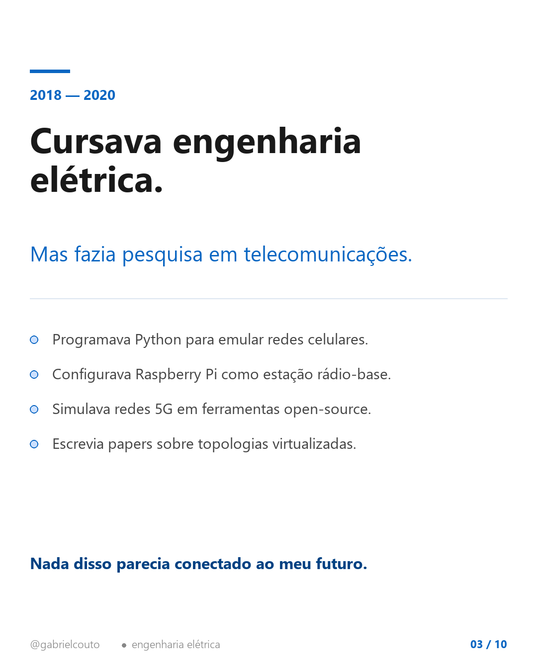 Slide 3 — Engenheiro elétrico fazendo pesquisa em telecom