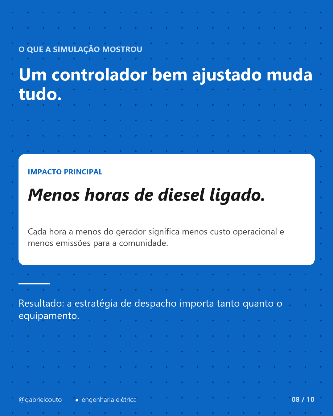 Slide 8 — Menos horas de diesel ligado